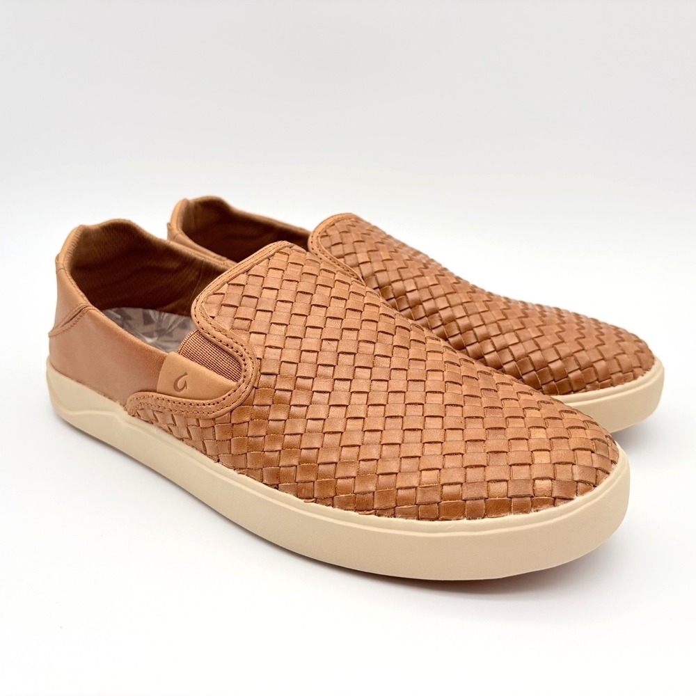 Olukai Lae'ahi Lauhala Shoes Mens Size 9 Fox Woven Leather Slip On Casual